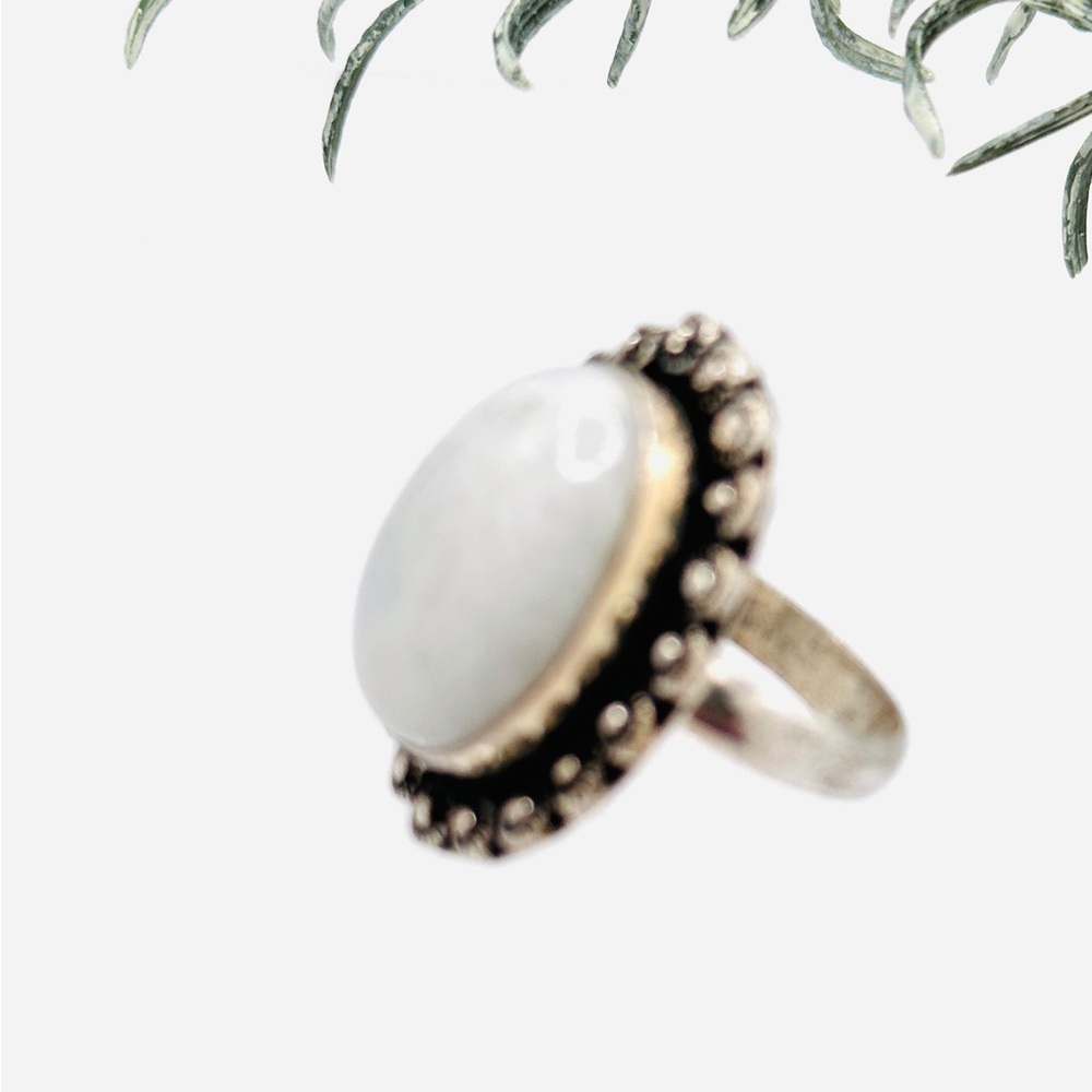 Statement Rainbow Moonstone Sterling Silver Ring - image 4